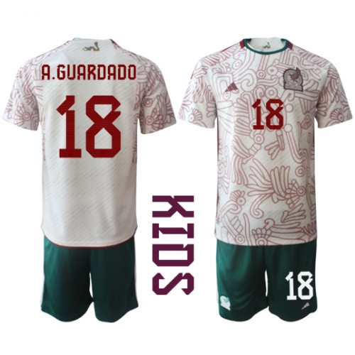 Meksiko Andres Guardado #18 Gostujuci Dres za djecu SP 2022 Kratak Rukav (+ Kratke hlače)